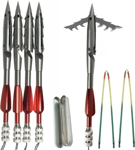 Stainless Fish Dart Set - 5 Arrows, Storage Box & 2 Bands