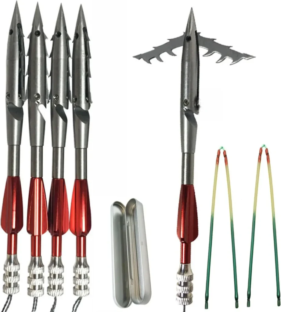 Stainless Fish Dart Set – 5 Arrows, Storage Box & 2 Bands