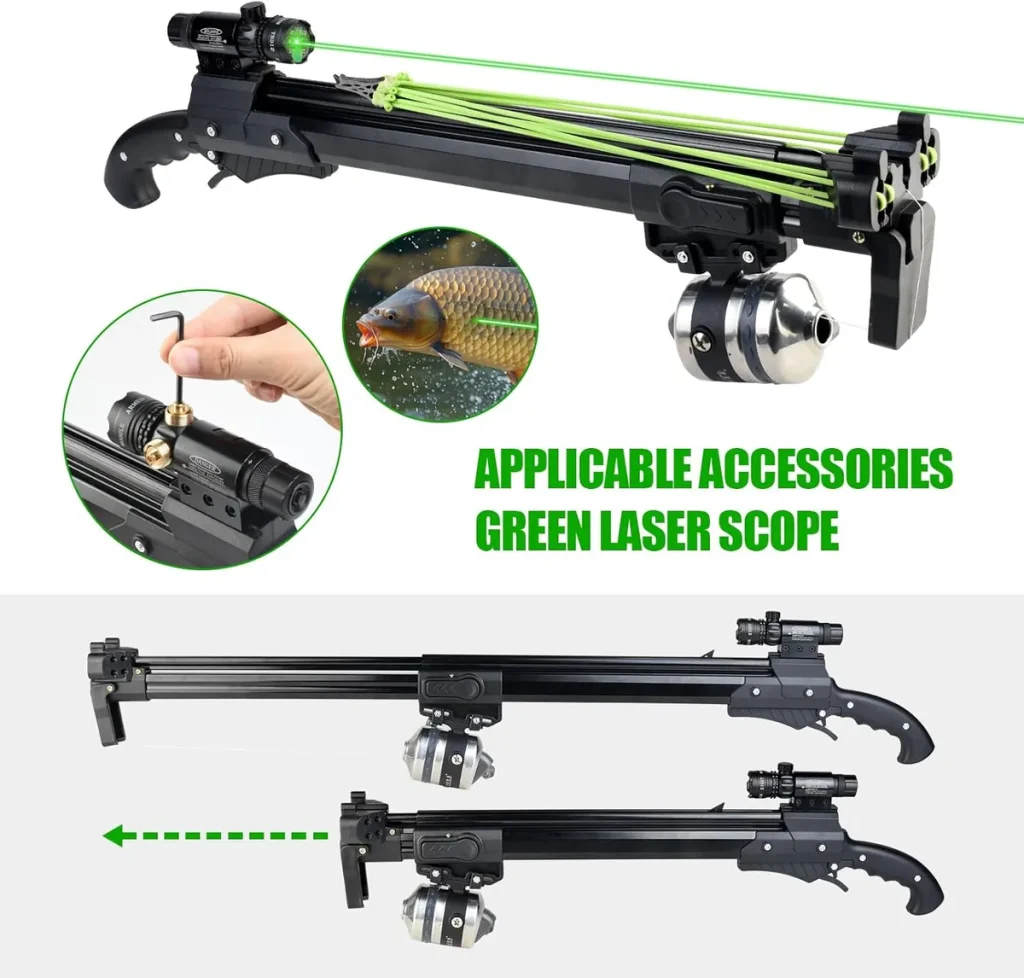 Green laser metal scrolls and fishing bow