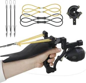 A fishing bow with a reel and wrist support