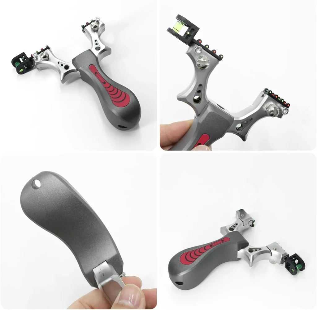 Compact Metal Slingshot with Red Laser Sight & Aim Mirror
