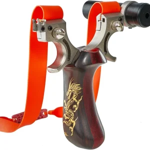 Redwood handle laser aiming slingshot