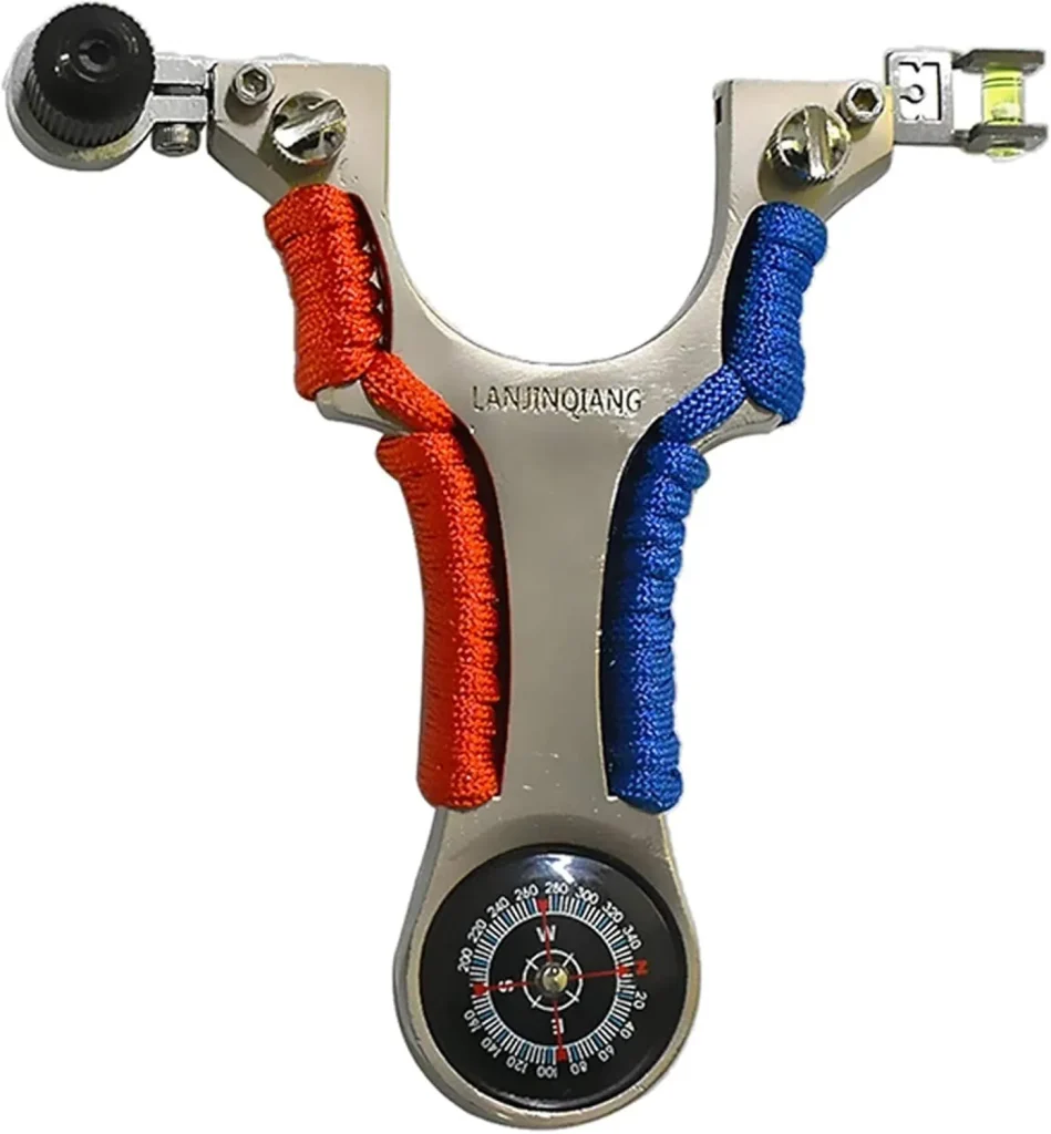 Compass, level, slingshot set