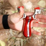 Wood-Handle Stainless Flat-Band Slingshot Set