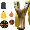 Wood-grain metal core slingshot set