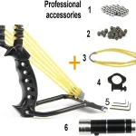 Handheld flashlight-equipped stainless steel slingshot